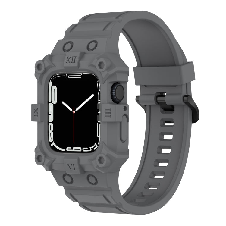 Integrated silicone watch band for Apple Watch, dark gray, molded links