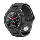 Silicone reverse buckle watch band, black silicone strap with round metal accent
