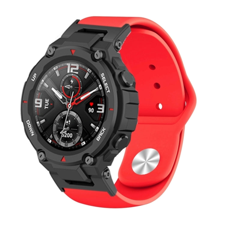 Silicone reverse buckle watch band, red silicone strap with black buckle