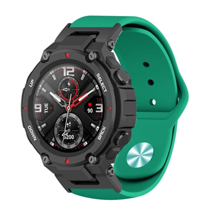 Silicone reverse buckle watch band, mint green strap with metal clasp and mounting holes