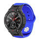 Silicone reverse buckle watch band, blue strap with metal clasp and mounting holes
