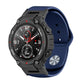 Silicone reverse buckle watch band, dark blue strap with metal clasp and mounting holes
