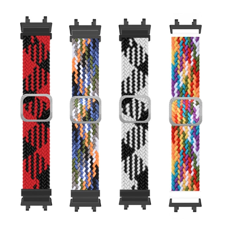 Braided nylon watch band set with adjustable buckles in four color patterns