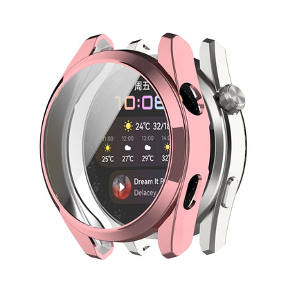 Full coverage TPU protective watch case, pink electroplated frame with screen cover