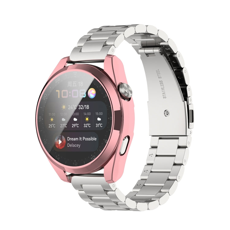Full coverage TPU protective watch case, pink electroplated bezel with screen protector