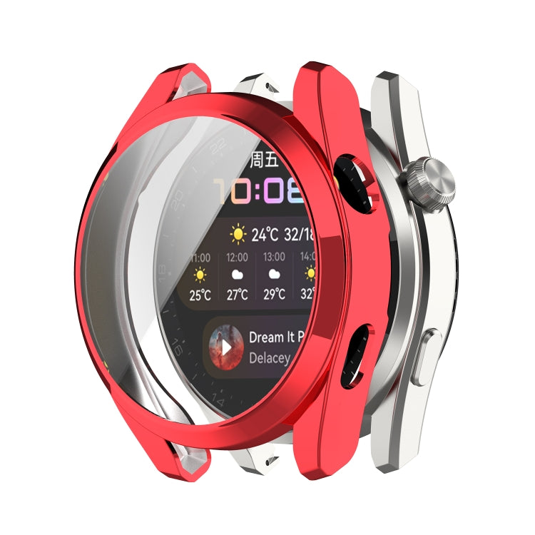 Full coverage TPU protective watch case, red electroplated frame with screen protector