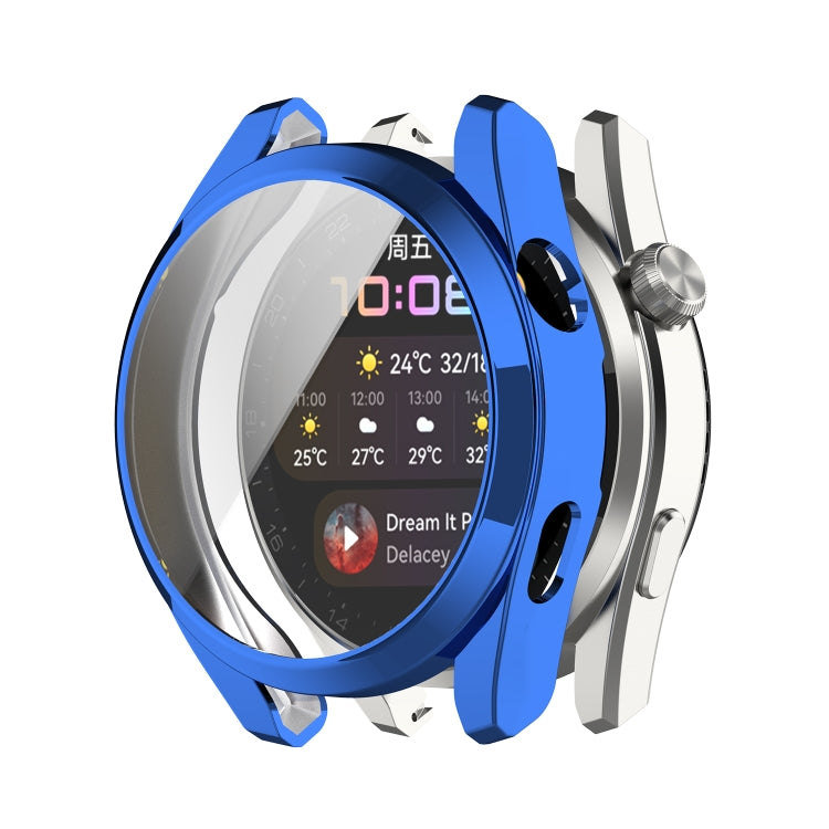 Full coverage TPU protective watch case, blue electroplated bezel with screen cover