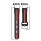 20mm silicone watch band strap with red stripe and metal buckle clasp