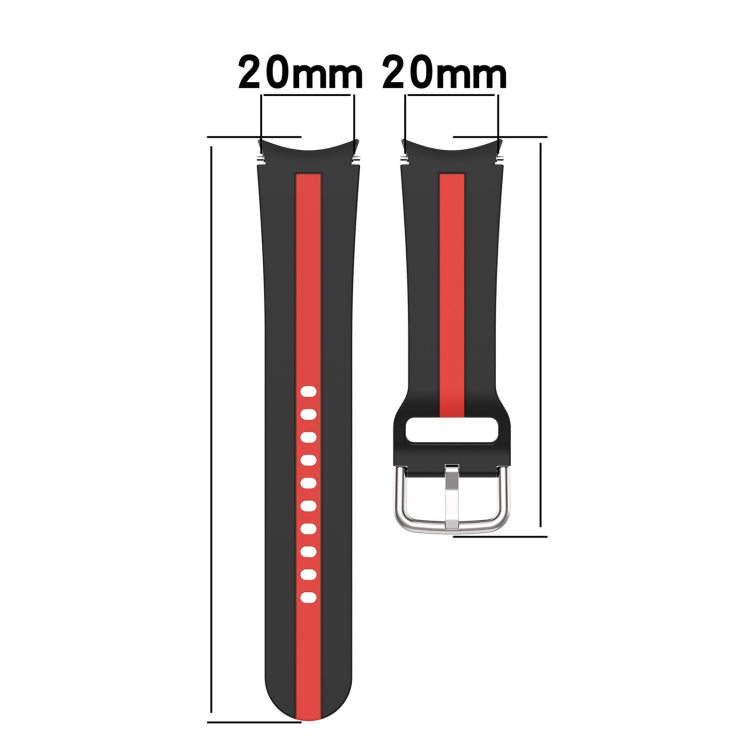 20mm silicone watch band strap with red stripe and metal buckle clasp