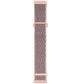 Pink-toned woven nylon watch band with dark gray center panel and buckle tabs