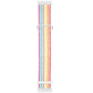 Multi-color striped woven nylon watch band with white buckle tabs