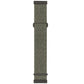 Nylon buckle watch band with olive green woven texture and black rubber ends