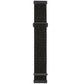 Nylon buckle watch band with black woven texture and black rubber ends