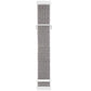 Nylon buckle watch band with light gray woven texture and white rubber ends