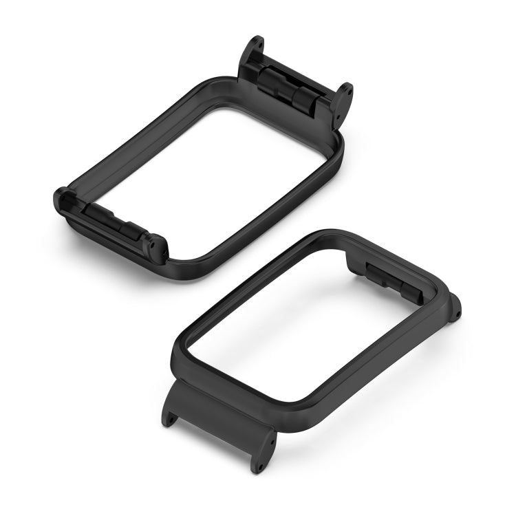 Metal watch protective case for fitness tracker, black metal frame with clear window