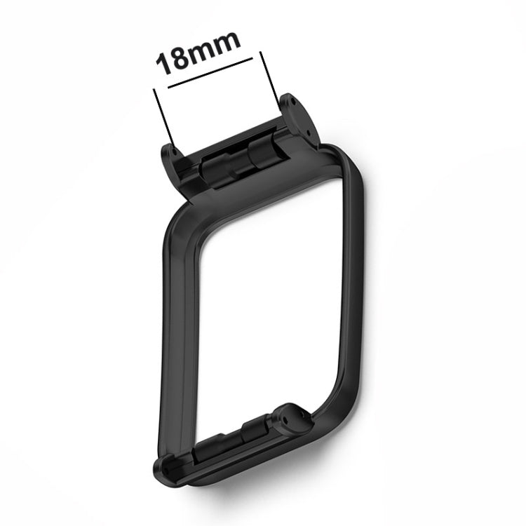 Black metal watch protective case, 18mm frame width, clear window opening