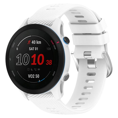 White cross-textured silicone watch band with secure clasp, 18mm width.