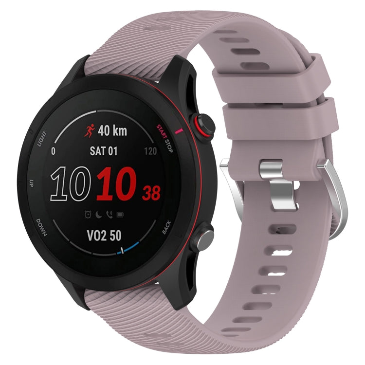 Light grey cross-textured silicone watch band with secure clasp, 18mm width.