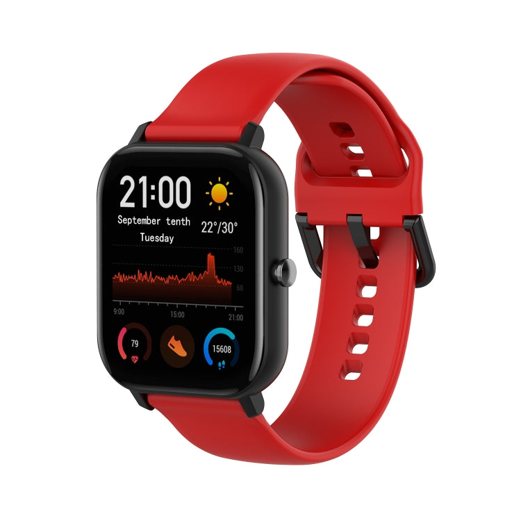 For Amazfit GTS4 Mini Solid Color Soft Silicone Watch Band, S Size, Large Size