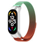 Green metal Milanese watch band with stainless clasp and copper end.