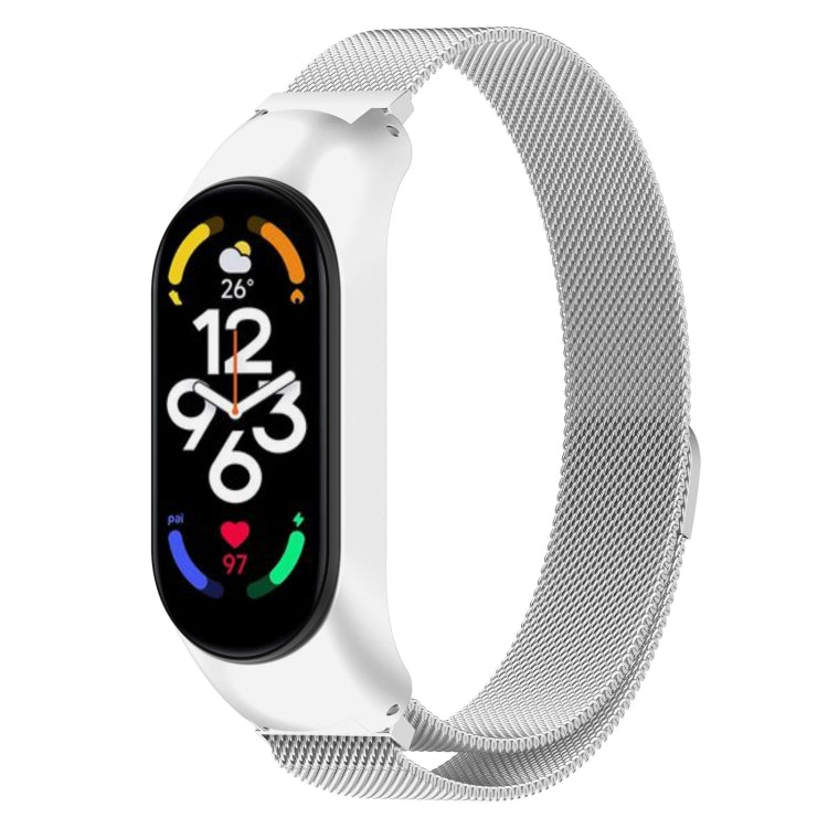 Silver Milan metal watch band with clasp for Xiaomi Mi Band 7/7NFC