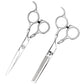 Professional hair cutting and thinning scissors set with two stainless steel shears