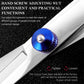 Hair scissors adjustment nut with blue cap on stainless steel body