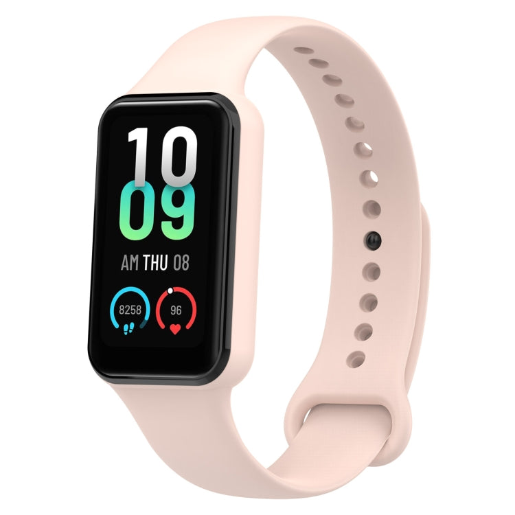 Silicone watch band for Amazfit Band 7, ivory white strap with perforated holes and loop