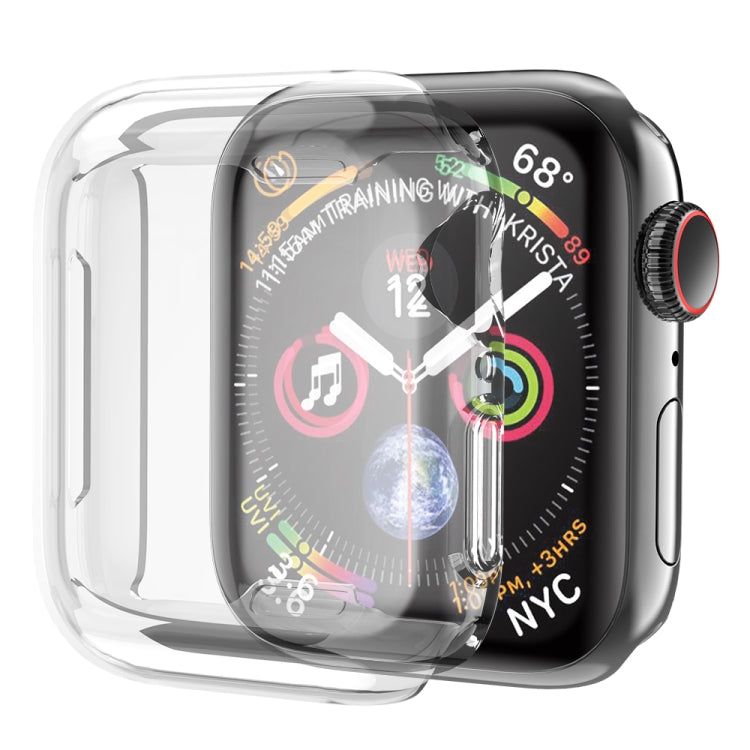 Transparent TPU case for Apple Watch, clear front cover over dark watch face
