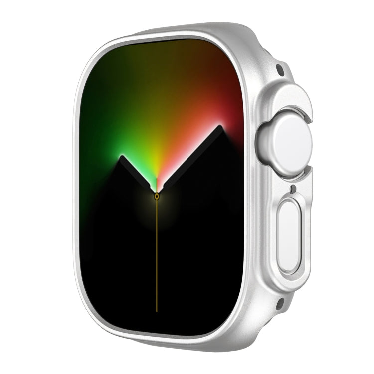 Frosted silver PC smartwatch case for Apple Watch Ultra 49mm, half-cover with raised edges