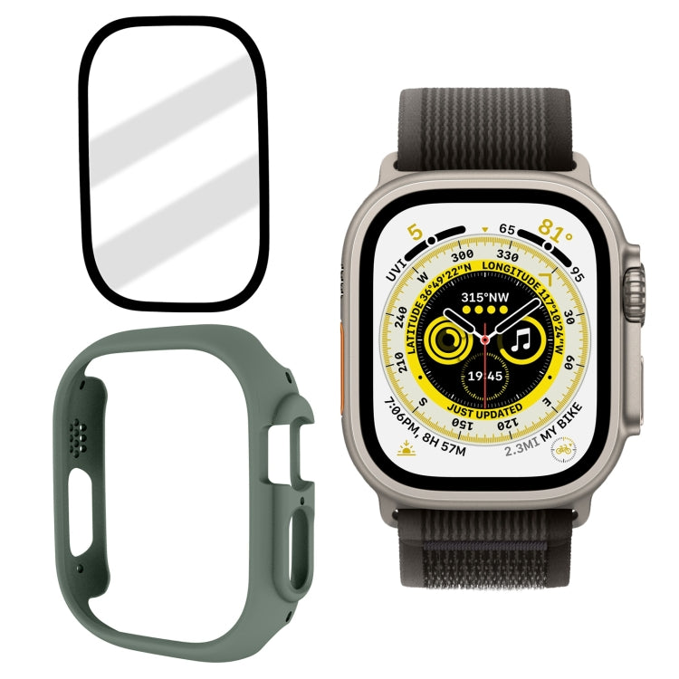 Frosted tempered glass watch case with mint green frame and black screen film