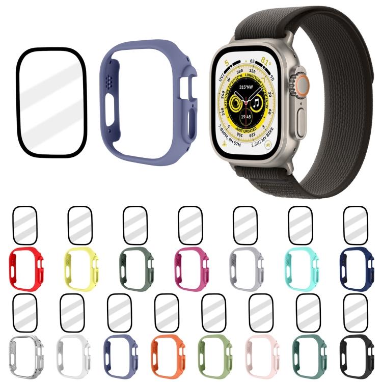 Frosted tempered glass watch case set showing navy frame and multiple color frames