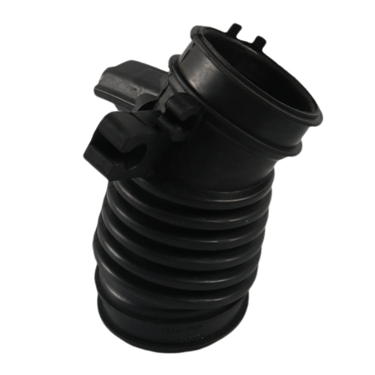 Car air intake hose, black rubber with ribbed section and connector spout