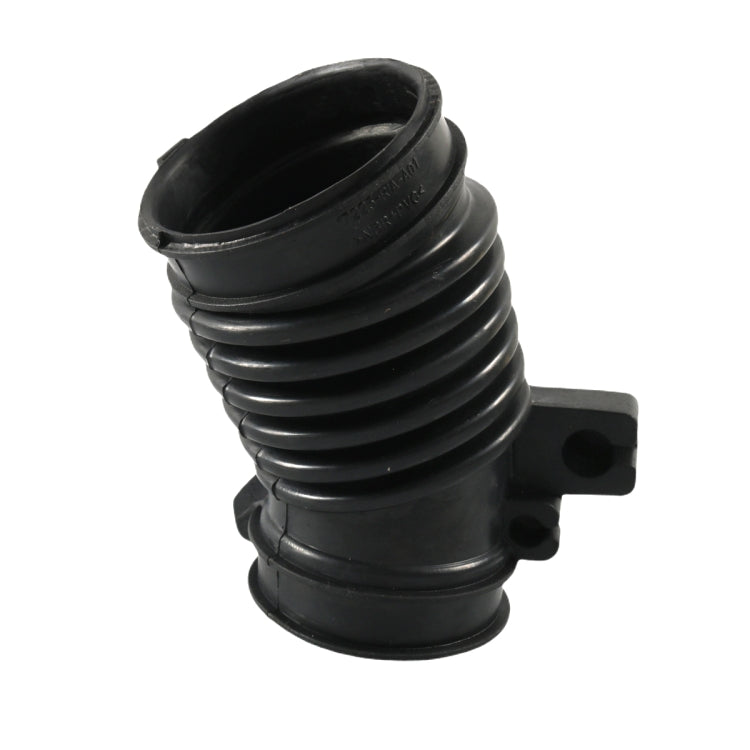 Car air intake hose, black ribbed tube with outlet end and side mounting bracket