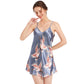 Sexy V-neck Crane Pattern Short Sling Skirt Pajamas, S, M, L, XL