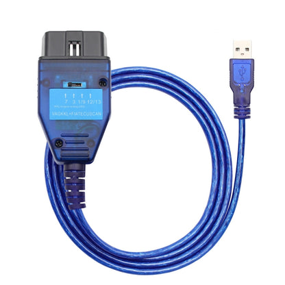 Blue USB diagnostic cable with KKL FT232RQ connector and USB plug