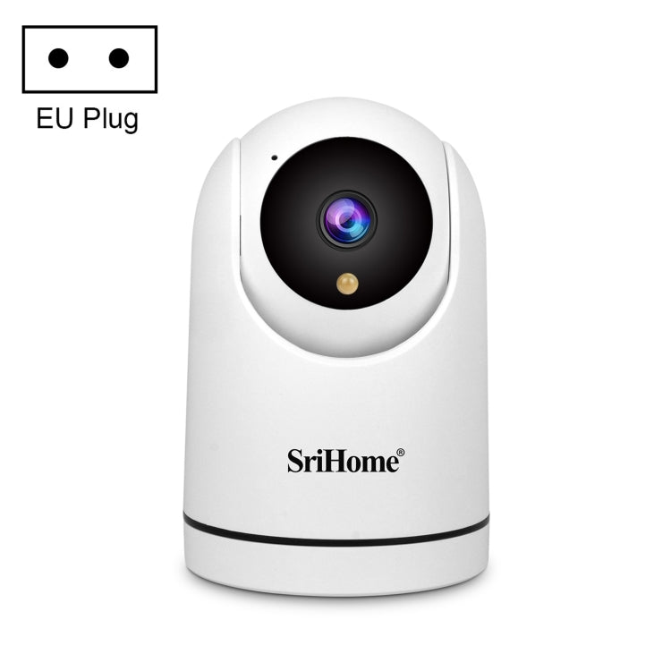 White SriHome indoor pan-tilt WiFi surveillance camera with EU plug