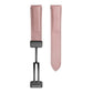 Genuine leather watch band in pink with black buckle and stitched edges for Samsung Watch