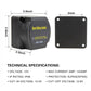 Black smart battery isolator relay with dimensions and 12V 140A specs