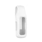 White silicone protective clip case cover for fitness tracker, side view with open display area