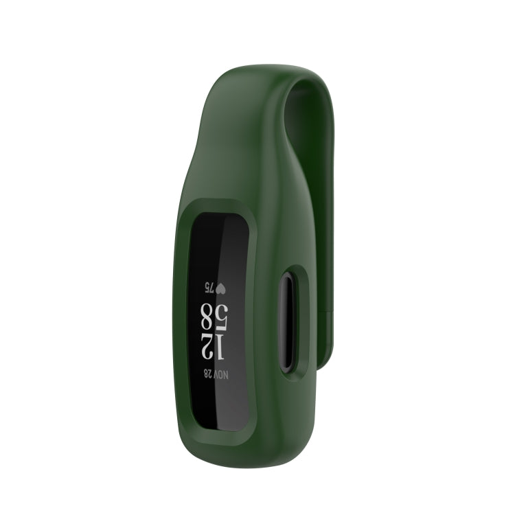 Army green silicone protective clip case cover with screen cutout for fitness tracker