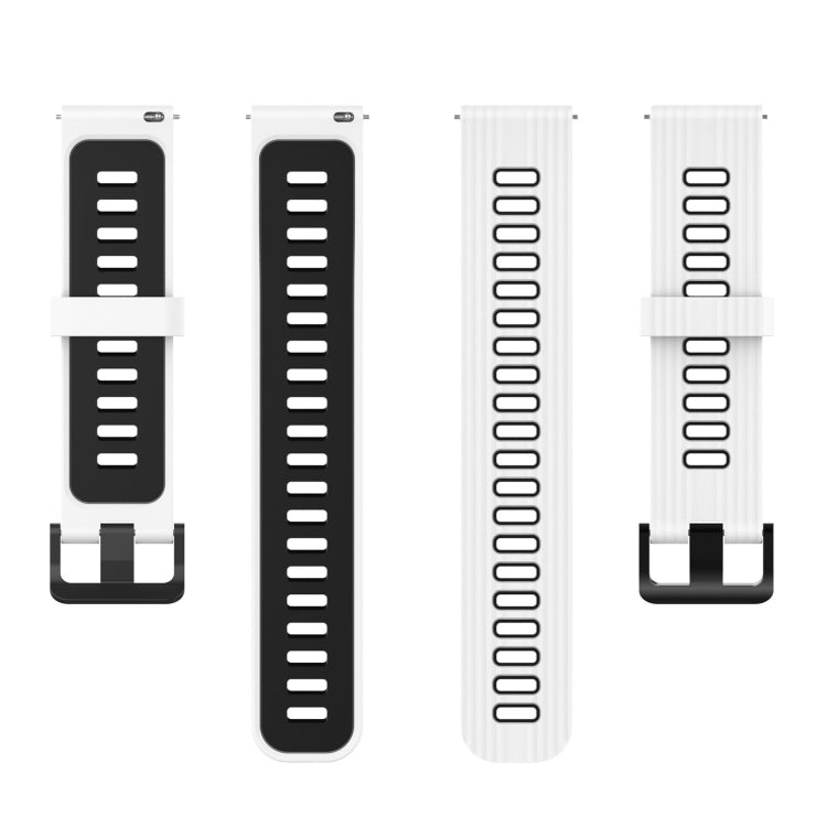 Set of silicone watch bands in multiple two-tone colors with stripe-style perforations