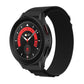 Black nylon loop watch band with textured fabric strap and adjustable clasp