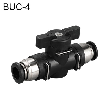 LAIZE pneumatic quick fitting manual valve connector (BUC-4), black with metal ports
