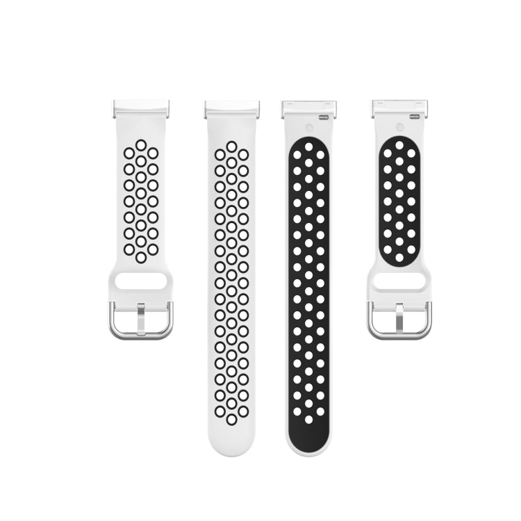 Dual-color silicone watch band set with four perforated strap designs in white and black
