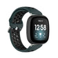 Dual-color silicone watch band with dark teal and black perforated straps, for smartwatch