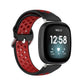Dual-color silicone watch band with red and black perforated straps, for smartwatch