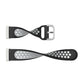 Dual-color silicone watch band with black strap and silver buckle, perforated design