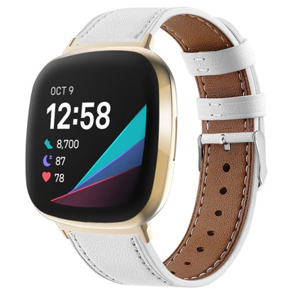 Round Tail Genuine Leather Watch Band, For Fitbit Versa 4 / Sense 2