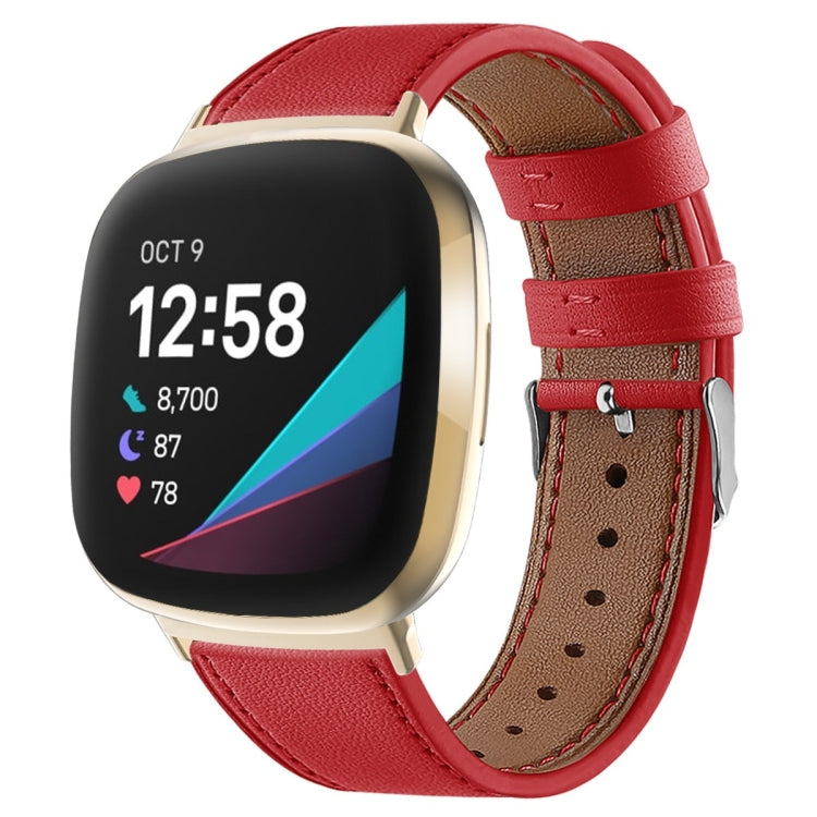 Round Tail Genuine Leather Watch Band, For Fitbit Versa 4 / Sense 2